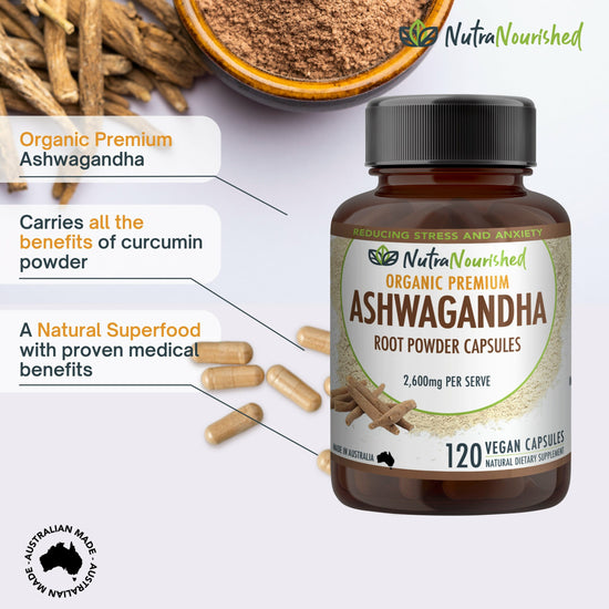 Organic Ashwagandha Capsules – 120 Vegan