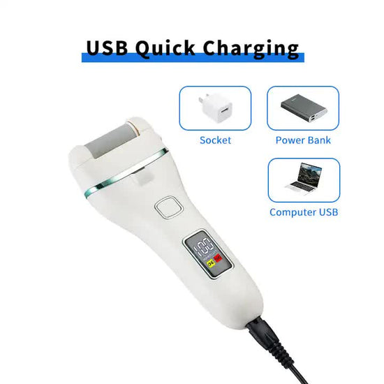 White Electric Foot Callus Remover – Rechargeable & Waterproof