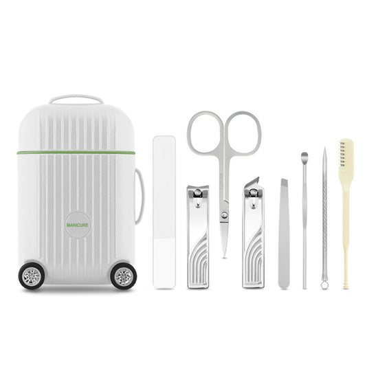 White Mini Suitcase Manicure Set - 8-Piece