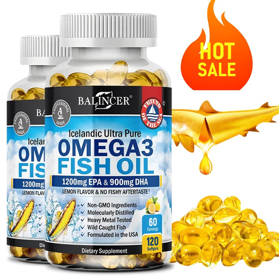 Omega-3 Fish Oil Supplement - with EPA & DHA - Supports Heart and Brain Health